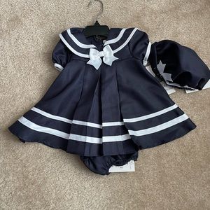 Baby 3-6 month Nautucal outfit with bloomers and hat